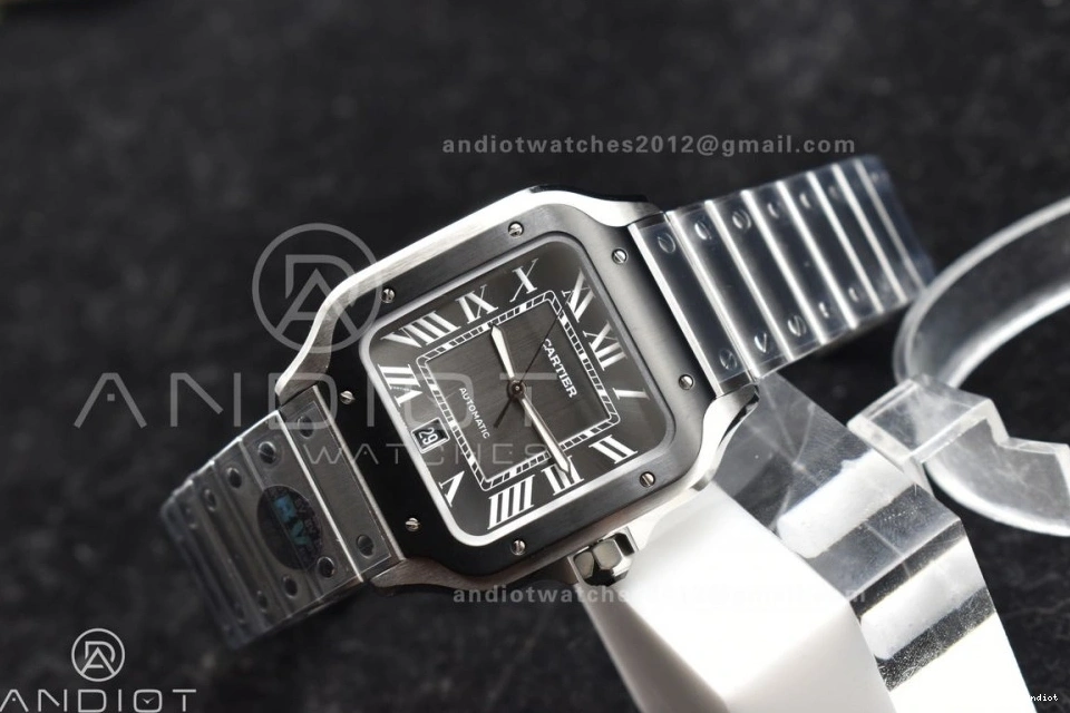 MIYOTA Black de Best SS 1:1 Santos Edition Dial on Cartier BVF SS Gray Bracelet 40mm Bezel 9015 0401